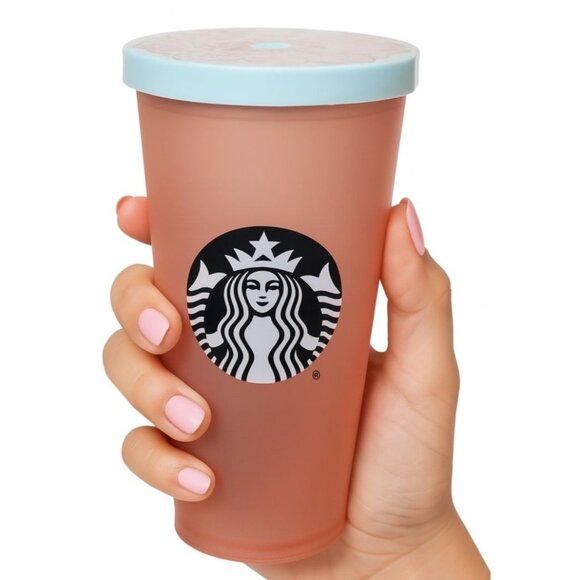 16 Oz Starbucks Coffee 2019 Summer Grande Red FROSTED Cold Cup Travel Tumbler - Picture 1 of 14